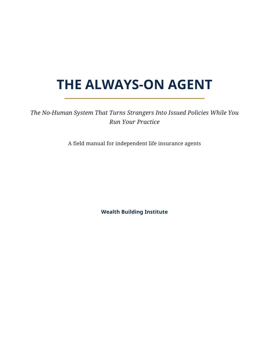 Cover of The Always-On Agent, a field manual for independent life insurance agents